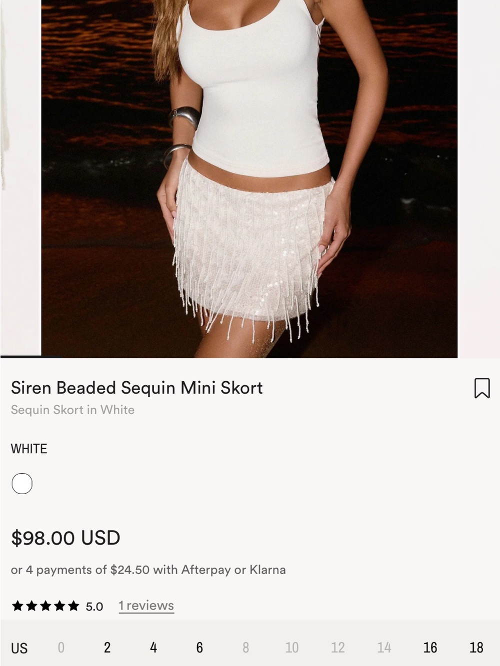 Peppermayo White Beaded Fringe Mini Skirt